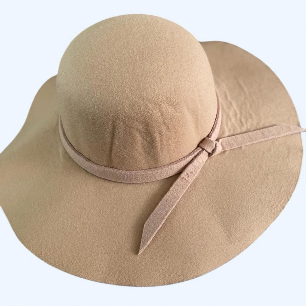 100% Wide Brim Tan Soft Ribbon Sun Hat